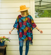 Coral Palm Tunic Boho Kaftan Blouse
