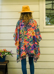 Hibiscus Monstera Plumeria Tunic Boho Kaftan Blouse