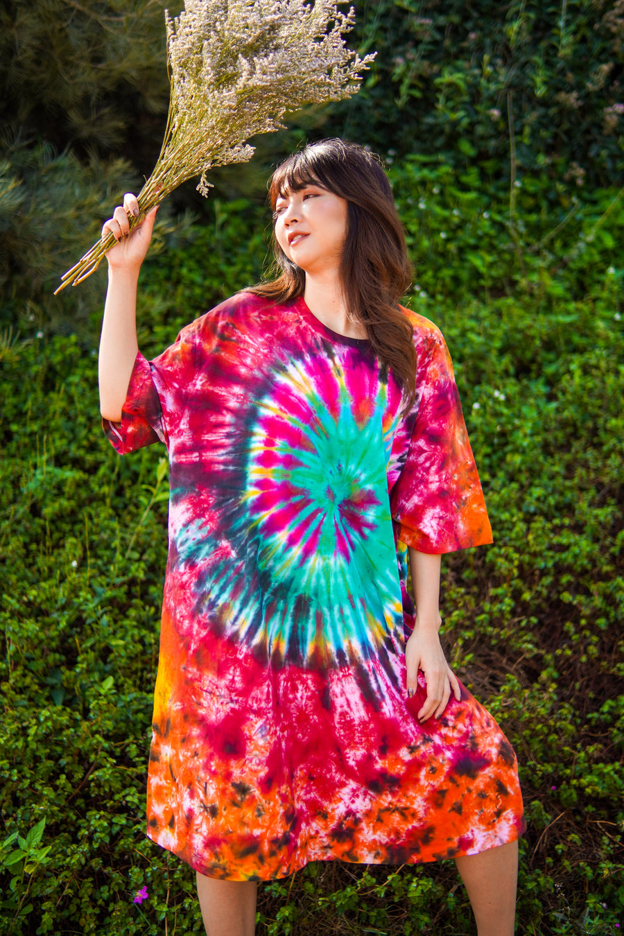 Phoenix Breeze Hand Dyed Boho Cotton Dress with Pockets