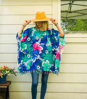 Pacific Hibiscus Tunic Boho Kaftan Blouse