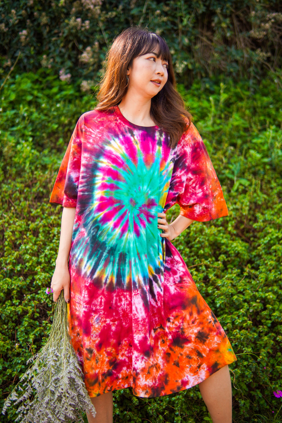 Phoenix Breeze Hand Dyed Boho Cotton Dress with Pockets