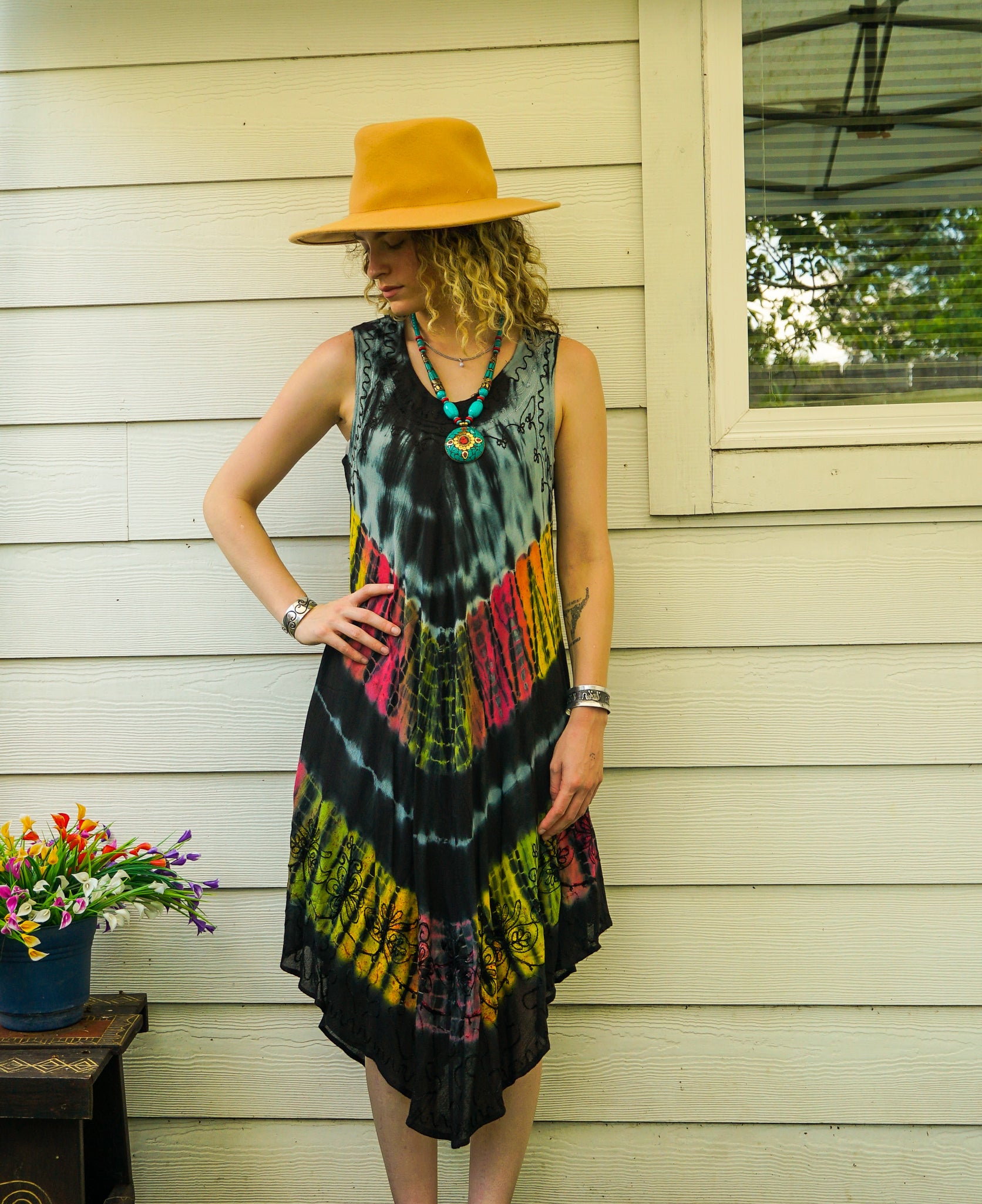 Prism Bloom Hand-Painted Dress
