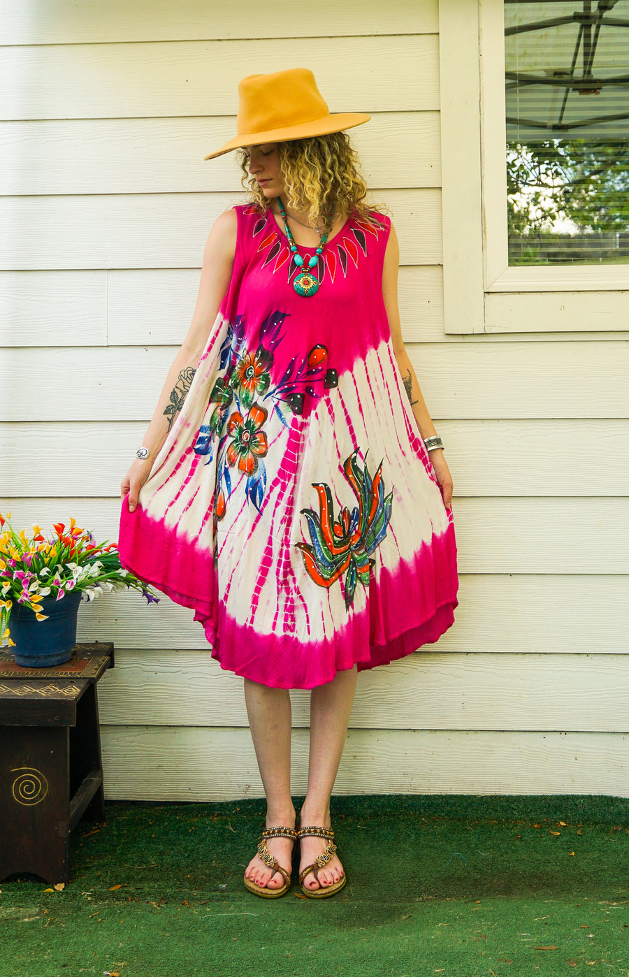 Sunburst Bloom Hand Painted Dress