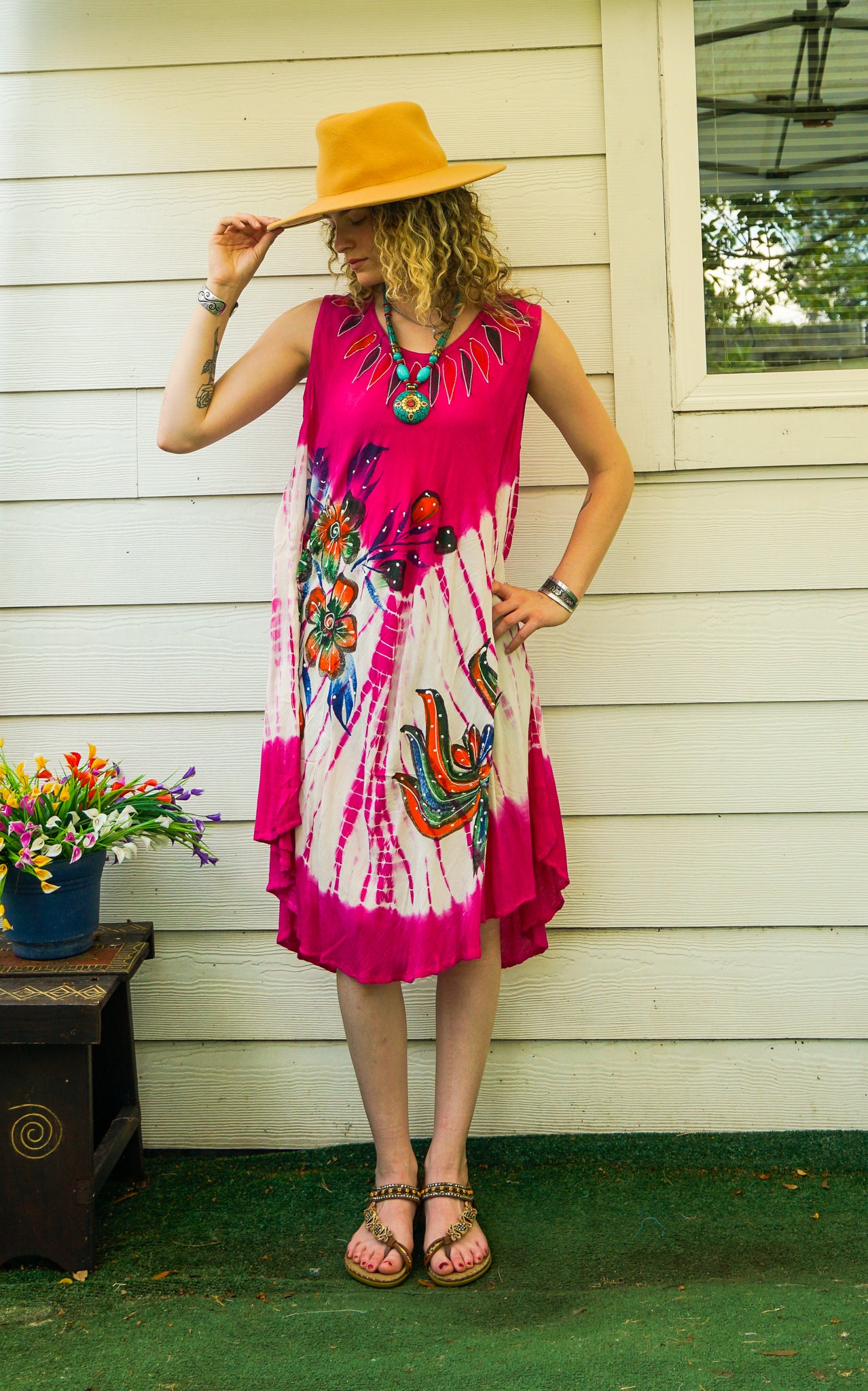 Sunburst Bloom Hand Painted Dress