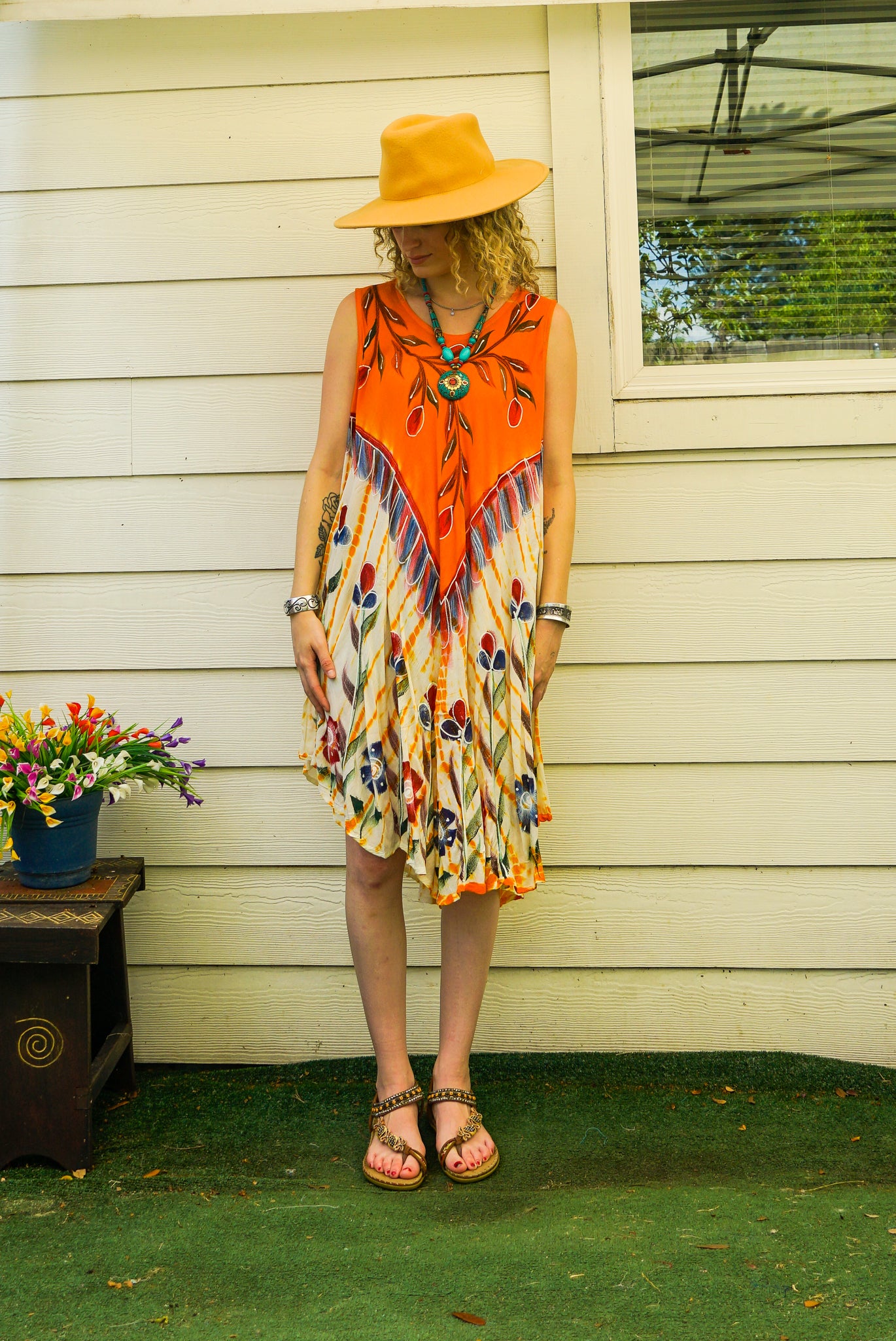 Sunrise Garden Hand-Painted Dress