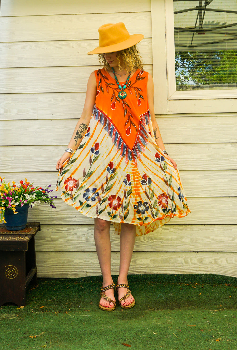 Sunrise Garden Hand-Painted Dress