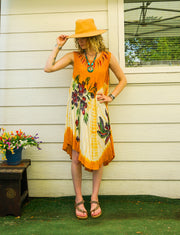 Golden Bloom Hand-Painted Dress