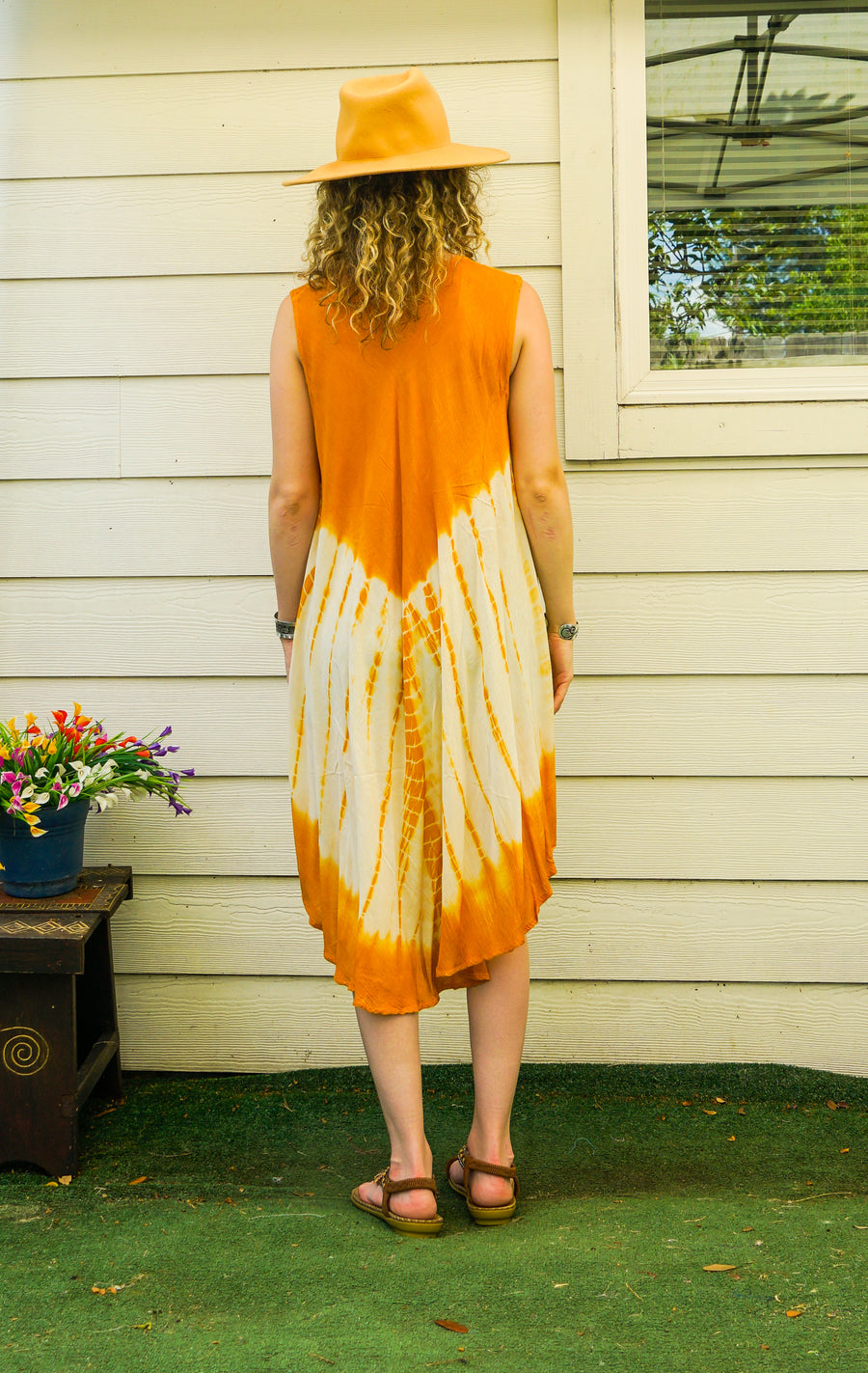 Golden Bloom Hand-Painted Dress