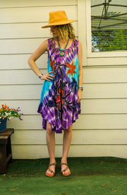 Violet Bloom Hand-Painted Dress