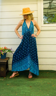 Deep Sea Drift Halter Maxi Dress