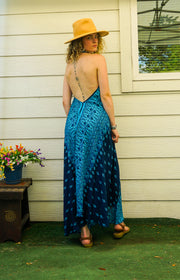 Deep Sea Drift Halter Maxi Dress