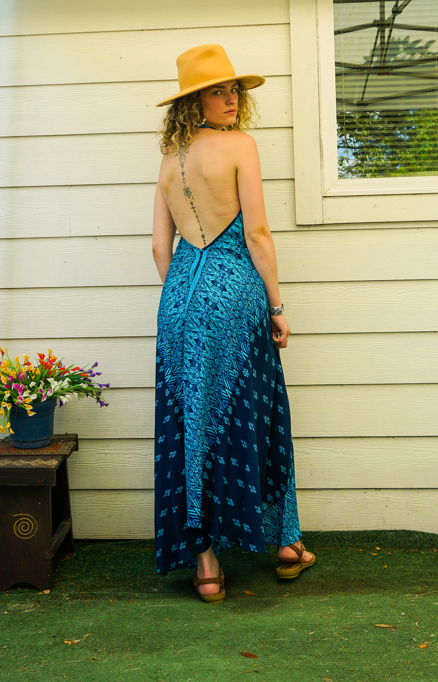 Deep Sea Drift Halter Maxi Dress