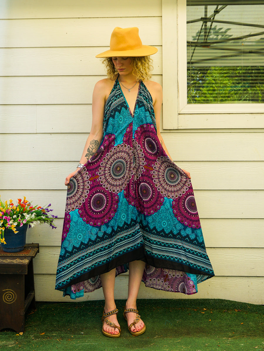 Mandala Tide Halter Maxi Dress