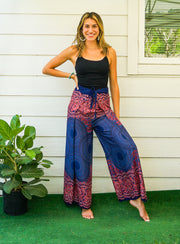 Blue Pink Mandala Palazzo Wrap Pants