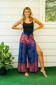 Blue Pink Mandala Palazzo Wrap Pants