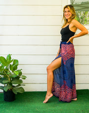 Blue Pink Mandala Palazzo Wrap Pants