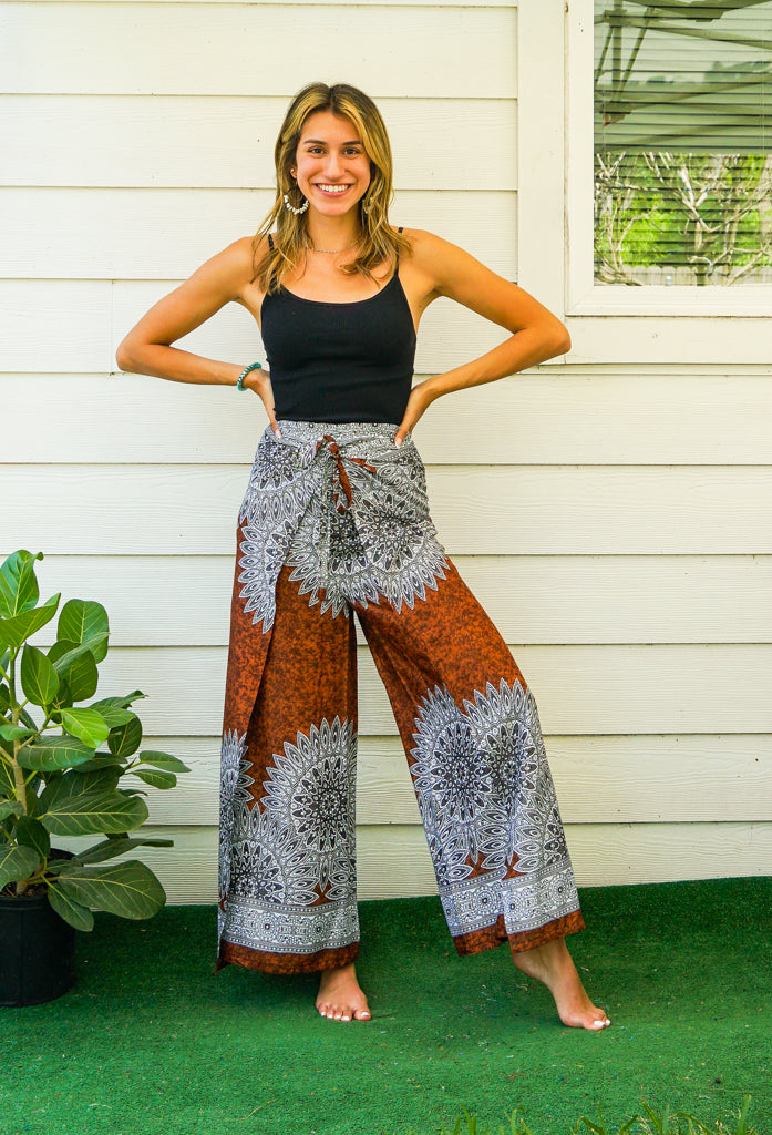 Sunburst Mandala Palazzo Wrap Pants