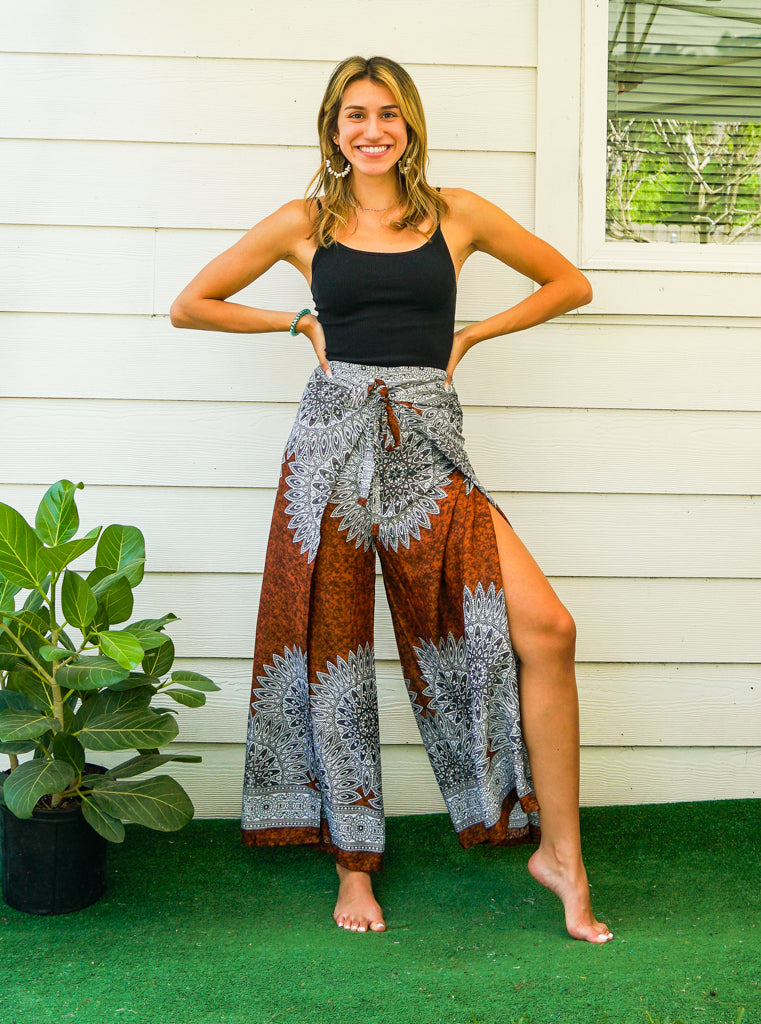 Sunburst Mandala Palazzo Wrap Pants