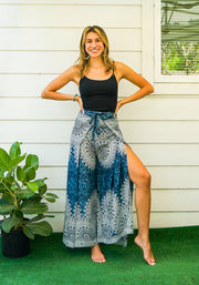 Blue Lotus Mandala Palazzo Wrap Pants