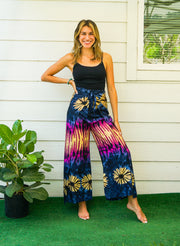 Indigo Sunset Tie-Dye Palazzo Wrap Pants