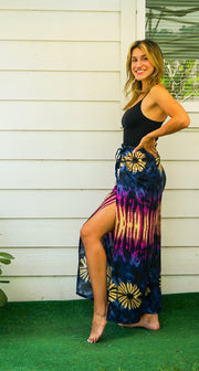 Indigo Sunset Tie-Dye Palazzo Wrap Pants