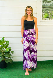 Lavender Swirl Tie Dye Palazzo Wrap Pants
