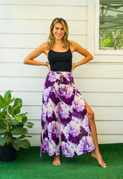 Lavender Swirl Tie Dye Palazzo Wrap Pants