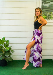 Lavender Swirl Tie Dye Palazzo Wrap Pants