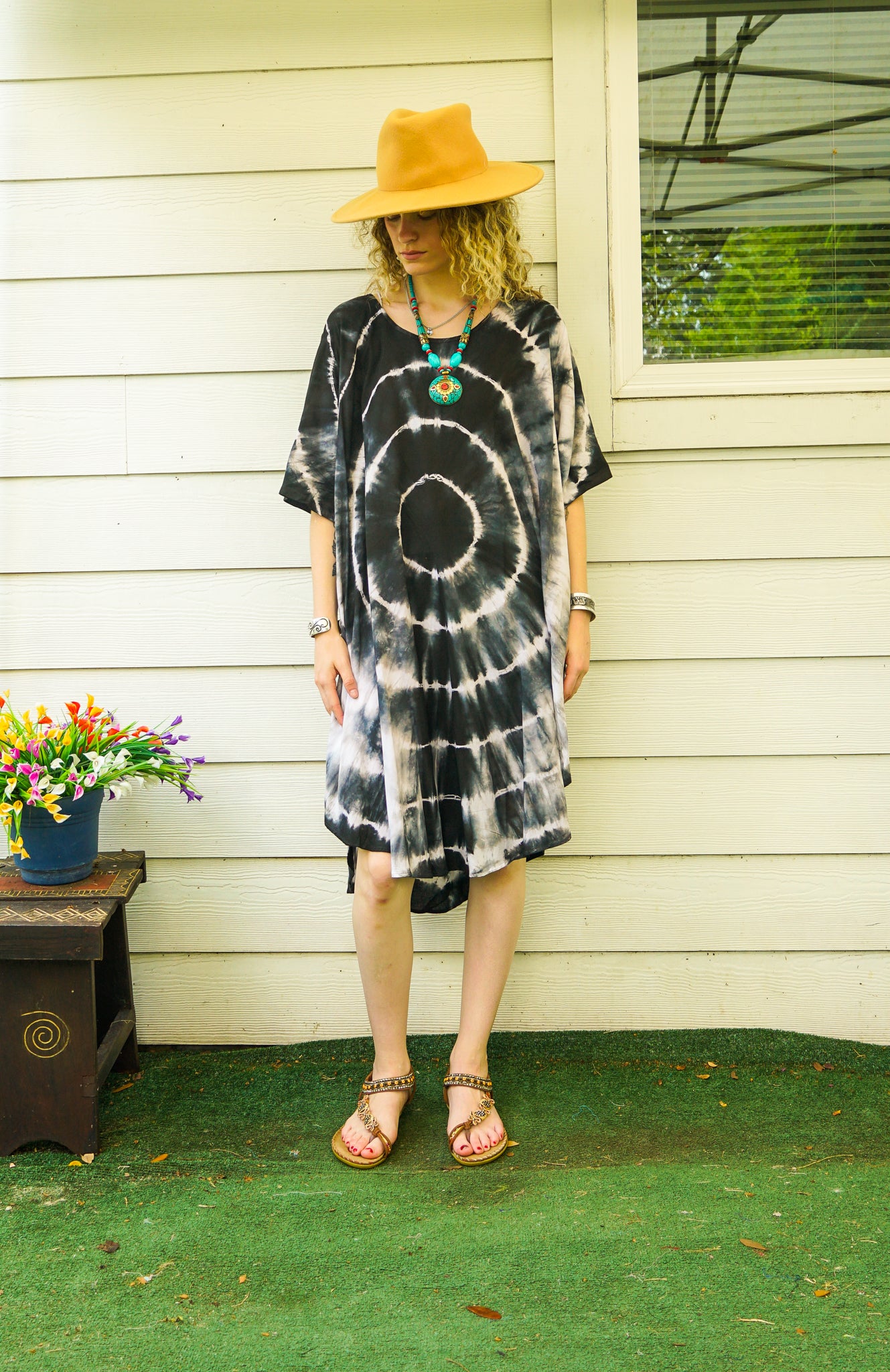 Midnight Ripple Tie-Dye Dress