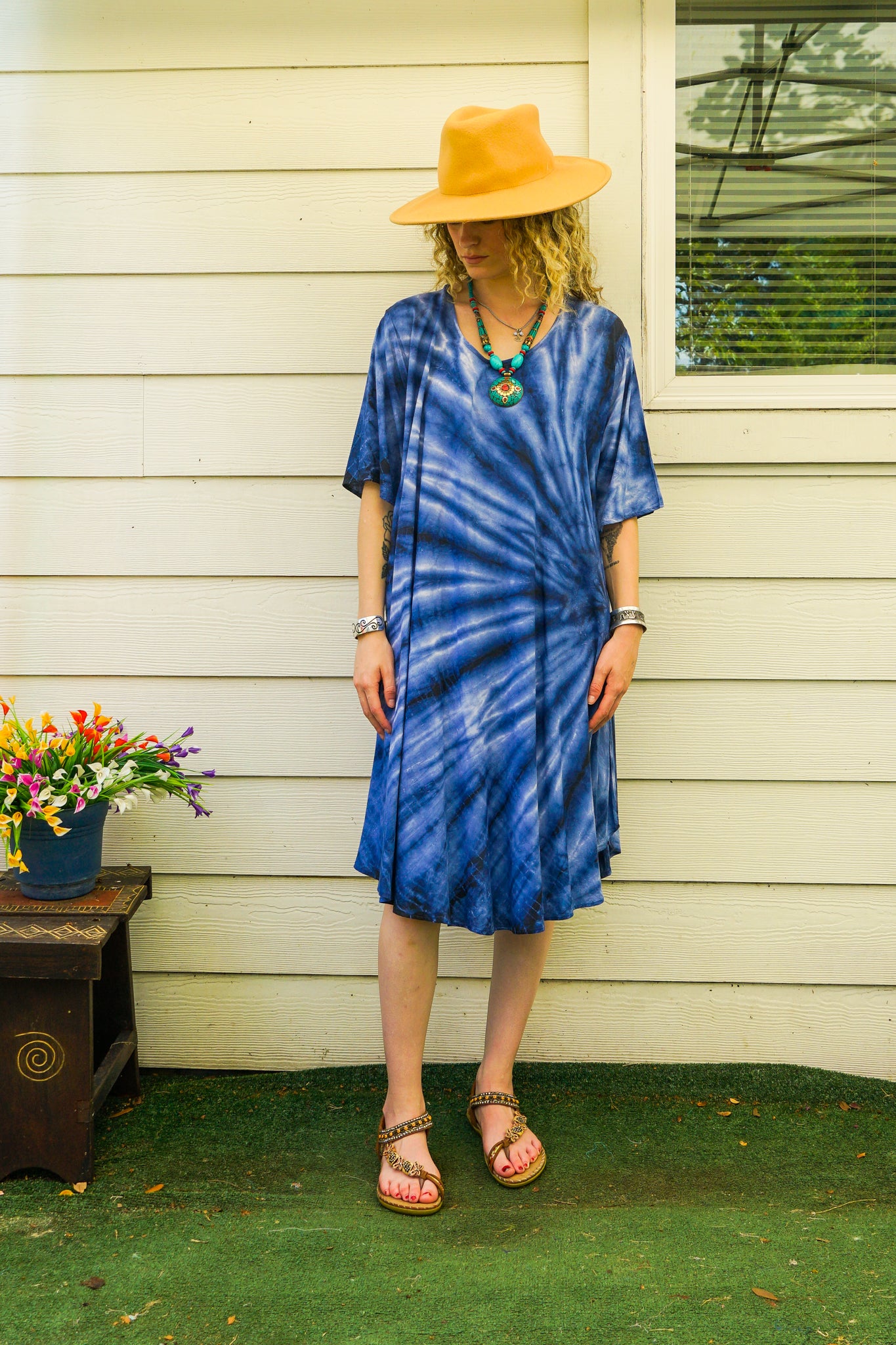 Indigo Tide Tie-Dye Dress