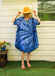 Indigo Tide Tie-Dye Dress