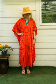 Rust Earth Tie-Dye Kaftan Dress