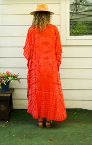 Rust Earth Tie-Dye Kaftan Dress