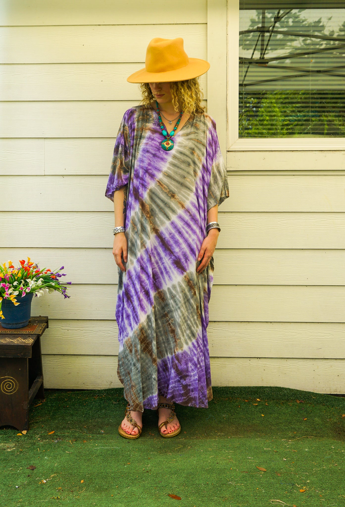 Amethyst Earth Tie-Dye Kaftan Dress