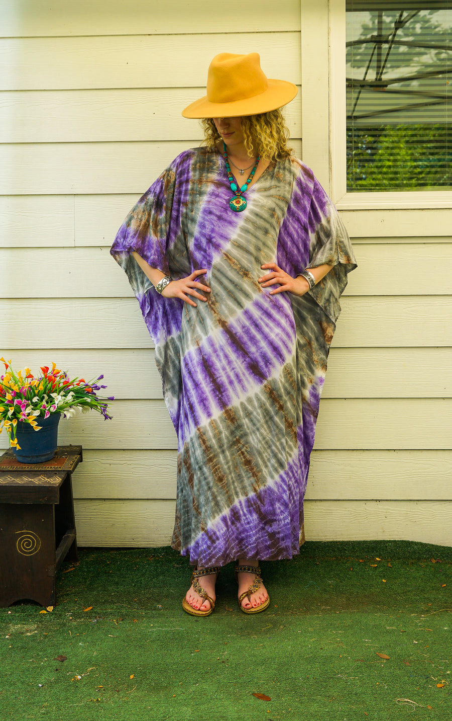Amethyst Earth Tie-Dye Kaftan Dress