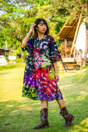 Earth & Ember Hand Dyed Boho Cotton Dress with Pockets