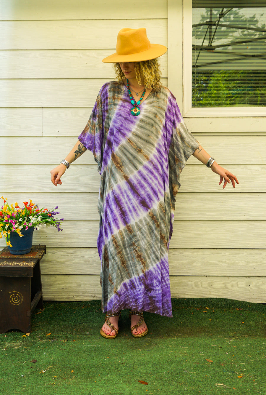 Amethyst Earth Tie-Dye Kaftan Dress