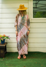 Blush Dune Tie-Dye Kaftan Dress