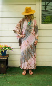 Blush Dune Tie-Dye Kaftan Dress