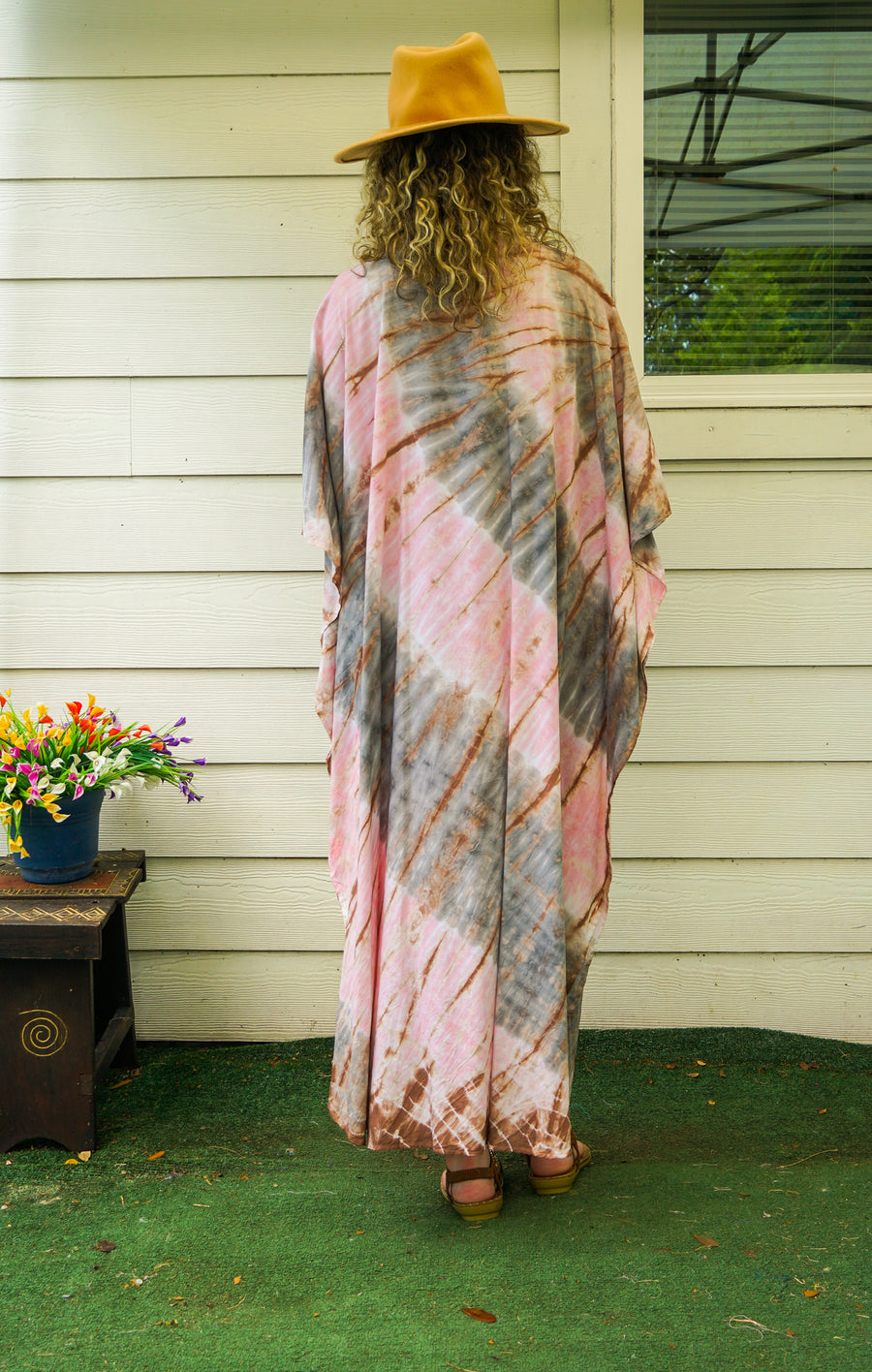 Blush Dune Tie-Dye Kaftan Dress