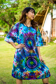 Painted Dream Hand Dyed Boho Cotton Dress with Pockets