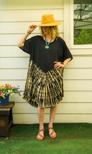 Golden Dusk Tie-Dye Dress