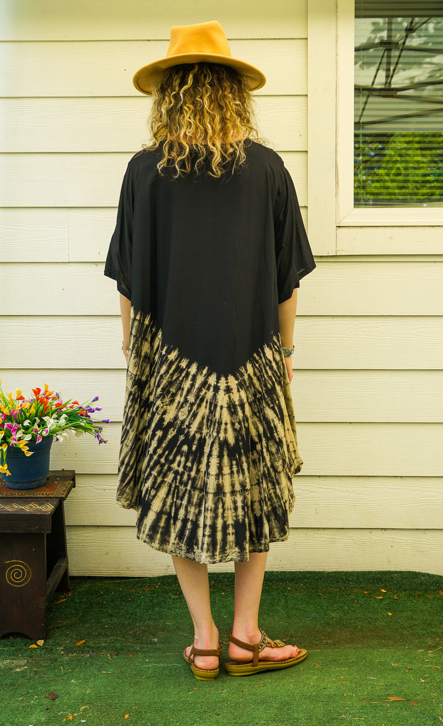 Golden Dusk Tie-Dye Dress