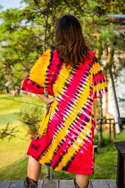 Fiesta Dream Hand Dyed Boho Cotton Dress with Pockets