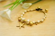 Ivory & Gold Starfish Bracelet | Coastal Boho Charm