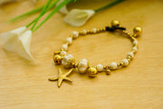 Ivory & Gold Starfish Bracelet | Coastal Boho Charm