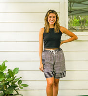 Black Stripes Boho Shorts