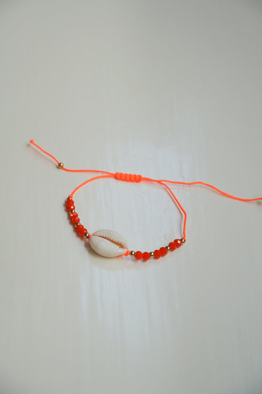 Neon Orange Shell Beaded Bracelet / Anklet