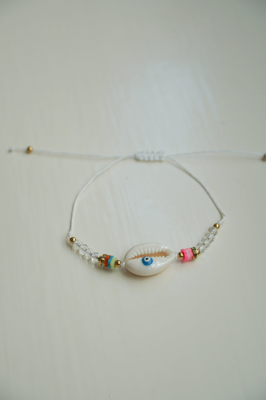 White Evil Eye Shell Bracelet / Anklet
