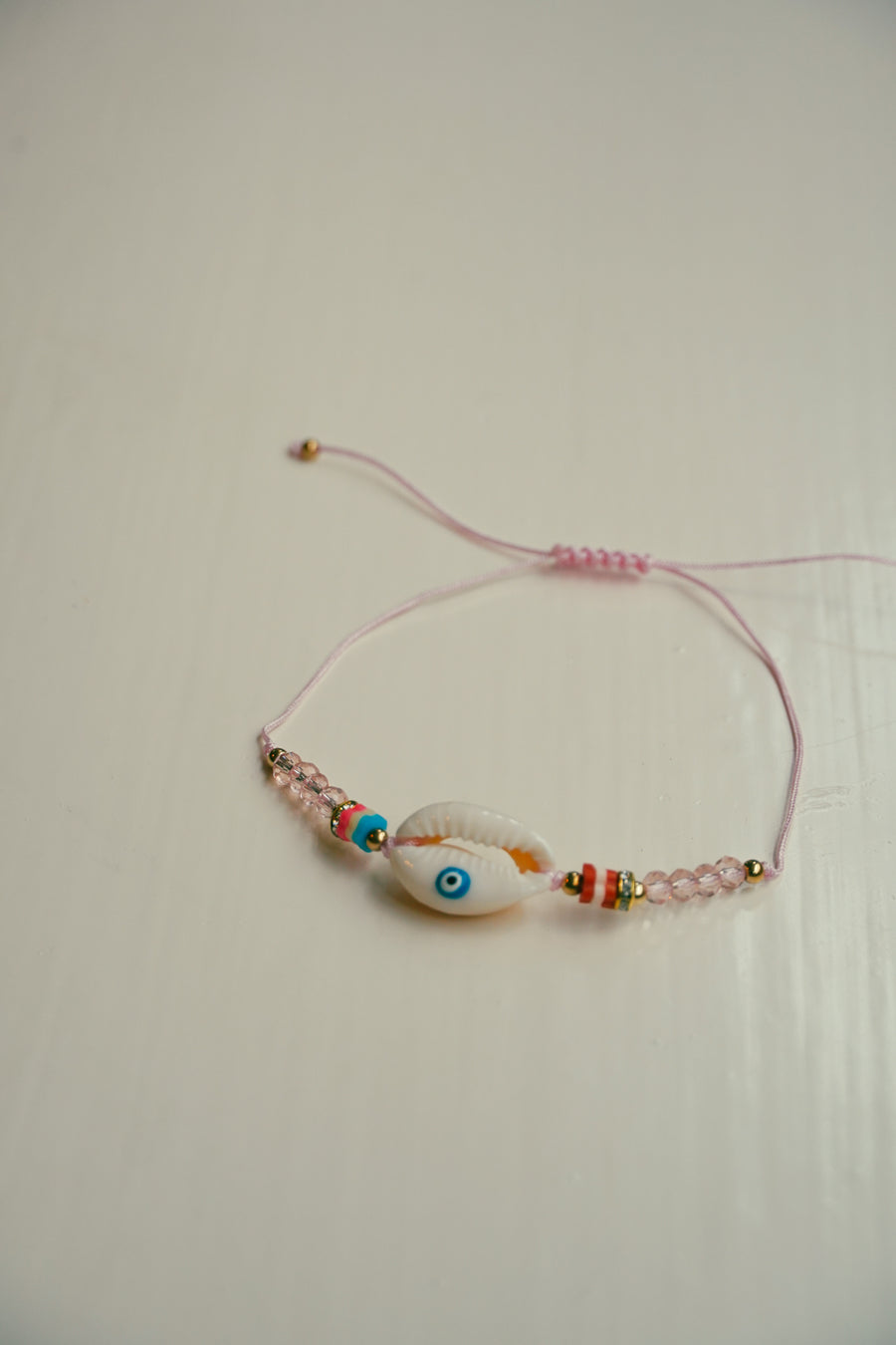 Pink Evil Eye Shell Bracelet / Anklet